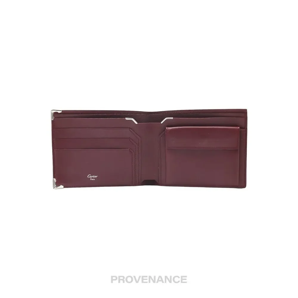 🔴 Cartier Bifold Wallet - Burgundy Calfskin Leather